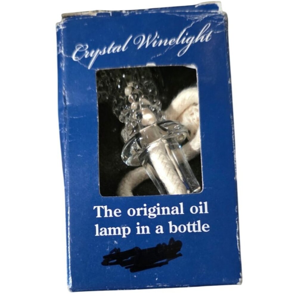 Crystal Winelight‎ Original Oil Lamp In A Bottle With Wick & Leaf Accent